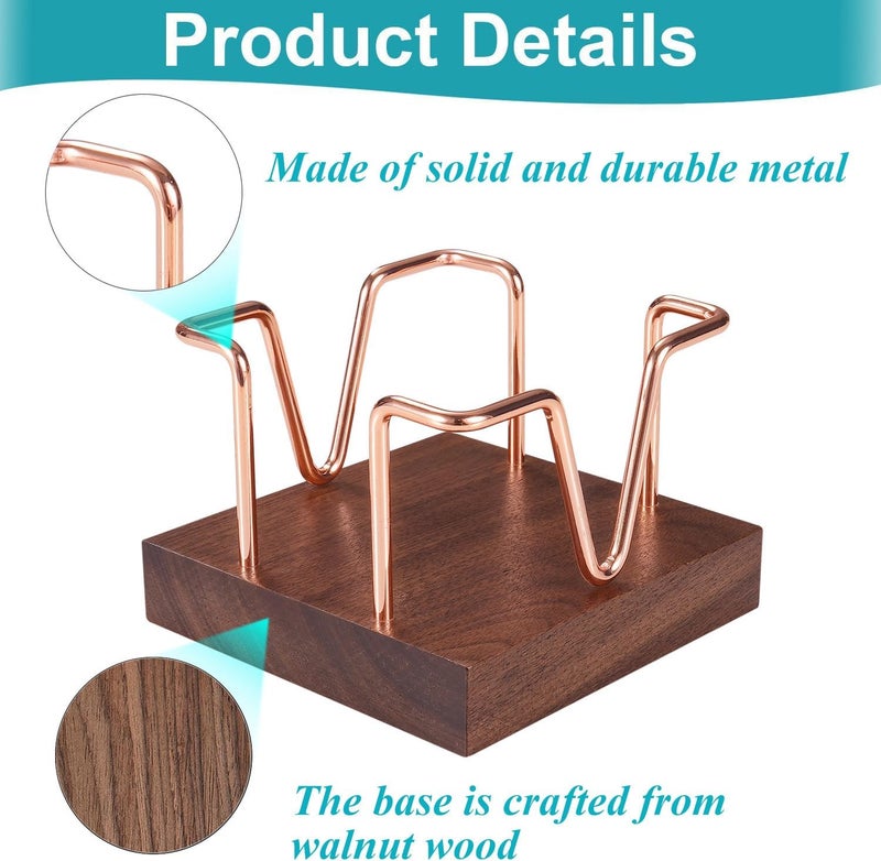 MXOAZNE Wood Sticky Note Holder, 3 x 3 inch Self-Stick Note Memo Pad Holder for Desk, Notepad Dispenser for School Office, Rose Gold - Image 5